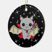 Doppelseitiges Halloween-Fledermäuse und Trick ode Keramik Ornament (Links)
