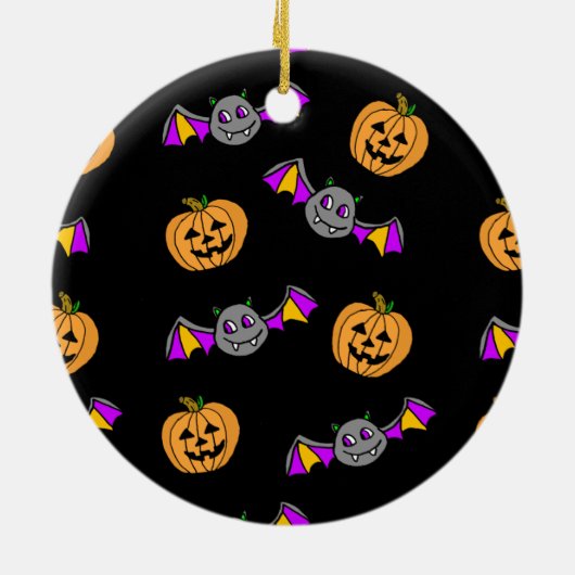 Doppelseitiges Halloween-Fledermäuse und Trick ode Keramik Ornament (Hinten)