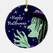Doppelseitiges Halloween-Hexen-Sake Keramik Ornament (Vorne)