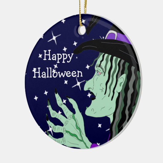 Doppelseitiges Halloween-Hexen-Sake Keramik Ornament (Links)