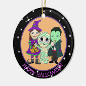 Doppelseitiges Halloween-Kind und Fledermäuse Keep Keramik Ornament (Links)