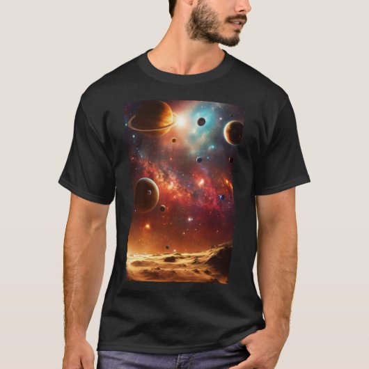 Doppelseitiges kosmisches Ballett: Planeten Mond T T-Shirt (Vorderseite)