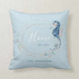 Doppelseitiges Küstenwasserfarben-Seepferd Kissen