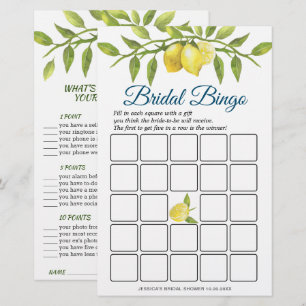 DOPPELSEITIGES Lemon & Greenery Brautparty-Spiel