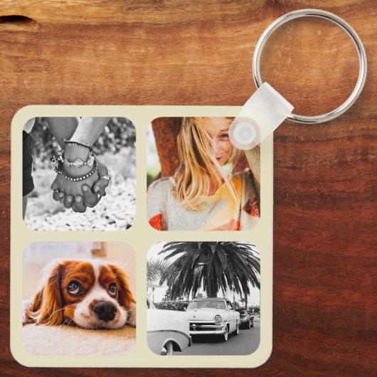 Doppelseitiges Metal 8 Fotos Square Schlüsselanhän Schlüsselanhänger (Rückseite)