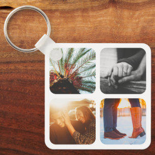 Doppelseitiges Metal 8 Fotos Square Schlüsselanhän Schlüsselanhänger
