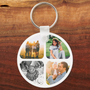 Doppelseitiges Metall mit 8 Fotos Circle Schlüssel Schlüsselanhänger