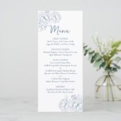 Doppelseitiges Periwinkle Boho Floral Wedding Drin Menükarte (Stehend Vorderseite)