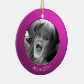 Doppelseitiges Rosa 2 x Benutzerdefiniertes Foto u Keramik Ornament (Rechts)