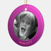 Doppelseitiges Rosa 2 x Benutzerdefiniertes Foto u Keramik Ornament (Links)