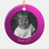 Doppelseitiges Rosa 2 x Benutzerdefiniertes Foto u Keramik Ornament (Hinten)