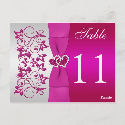 Doppelseitiges Rosa, Silberblume, Tischnummer (Rückseite)