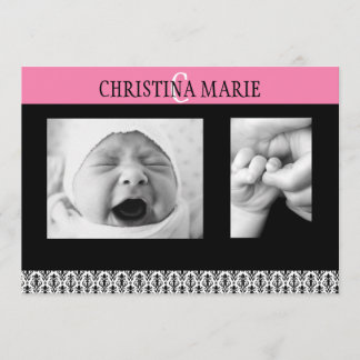 Doppelseitiges Rosa und schwarzer Damast Ankündigung