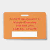 Doppelseitiges Schulbibliothekar-ID-Abzeichen Ausweis (Rückseite)