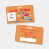 Doppelseitiges Schulbibliothekar-ID-Abzeichen Ausweis (Vorder- & Rückseite)