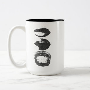 Doppelseitiges Schwarz Lippen Lächeln   Minimalist Zweifarbige Tasse