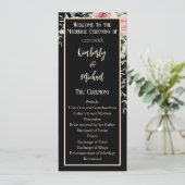 Doppelseitiges Schwarz-Rosa-Boho-Hochzeitsprogramm Programm (Stehend Vorderseite)