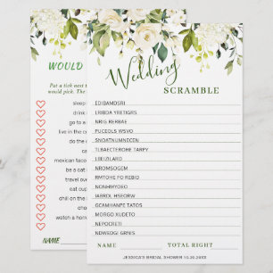 DOPPELSEITIGES Weiße Rosen Florales Brautparty-Spi