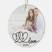 Doppelseitiges Zwei-Foto-Script-Liebe Keramik Ornament (Links)