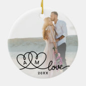 Doppelseitiges Zwei-Foto-Script-Liebe Keramik Ornament (Hinten)