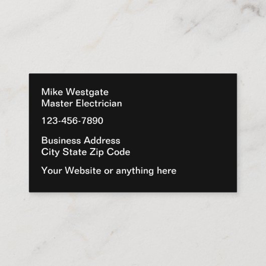 Doppelseitigkeit des Master Electrician Service Visitenkarte (Rückseite)