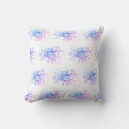 DOPPELSIEBE LAVENDER BLUE FLORAL CUSHION KISSEN