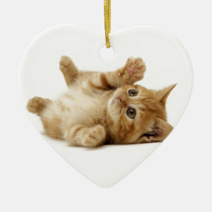 ** DOPPELSIED KITTIE** HERZGESTELLT KERAMIK ORNAMENT