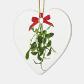 ** DOPPELSIED MISTLETOE** HERZGESTELLT KERAMIK ORNAMENT (Links)