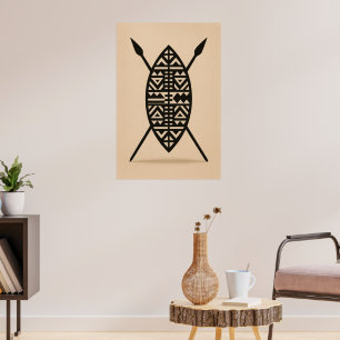 "Doppelspeere Traditionelle afrikanische Waffen- Poster