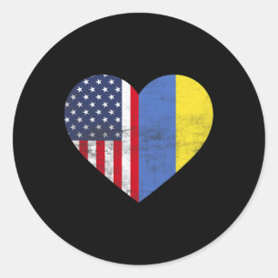 Doppelstaatsbürgerschaft USA Ukraine Herz Amerikan Runder Aufkleber