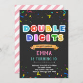 Doppelstellige 10. Geburtstagskarte Einladung (Vorne/Hinten)