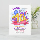 Doppelstellige Geburtstagseinladung Einladung (Stehend Vorderseite)