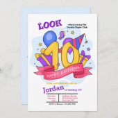 Doppelstellige Geburtstagseinladung Einladung (Vorne/Hinten)