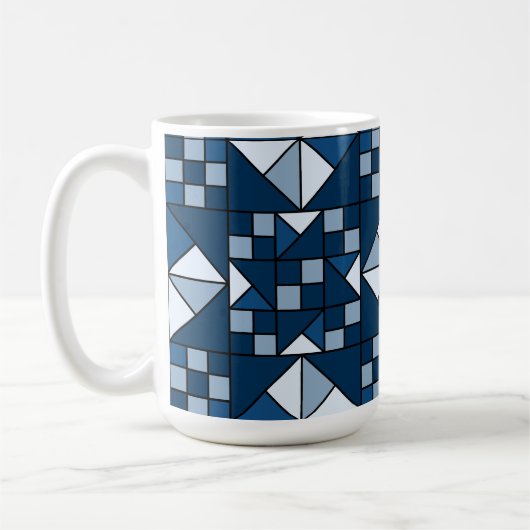 Doppelsternkettenschattierungen von blauem Quilt Kaffeetasse (Links)