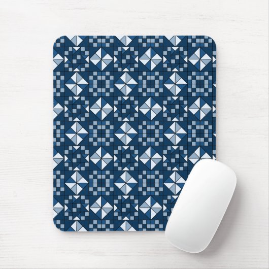 Doppelsternkettenschattierungen von blauem Quilt Mousepad (Mit Mouse)