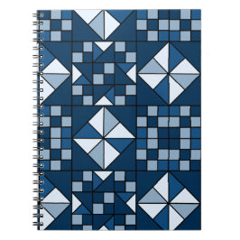 Doppelsternkettenschattierungen von blauem Quilt Notizblock