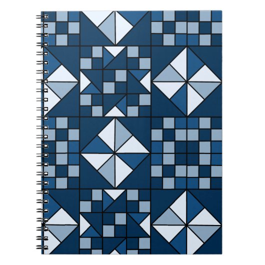 Doppelsternkettenschattierungen von blauem Quilt Notizblock (Vorderseite)