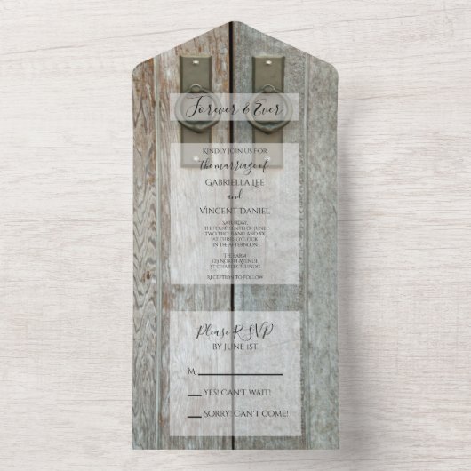 Doppelstocktüren - Hochzeit eines Landes All In One Einladung (Innen Boden)