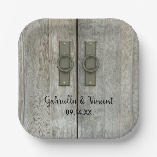 Doppelstocktüren - Hochzeit eines Landes Pappteller (Vorderseite)