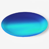 Doppelstrichmontage Ombre-Effekt Blau Pappteller (Schrägansicht)