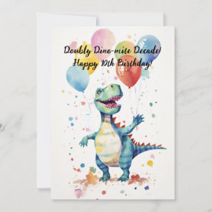 Doppelt Dino-mite Dekade! 10. Geburtstagskarte Einladung