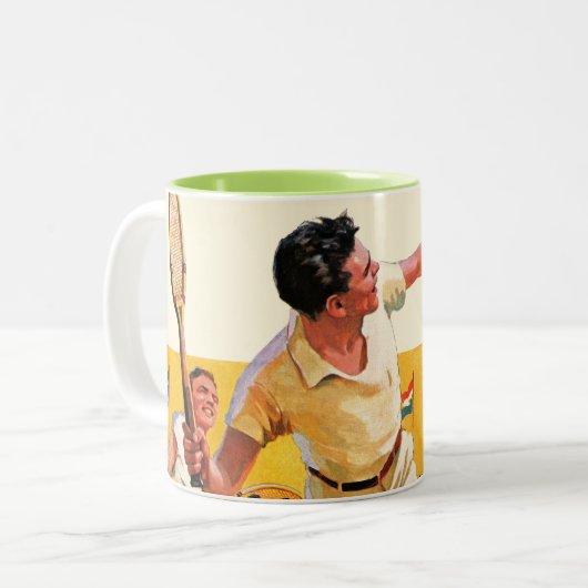 Doppelt-Tennis-Match Zweifarbige Tasse (Vorderseite Links)