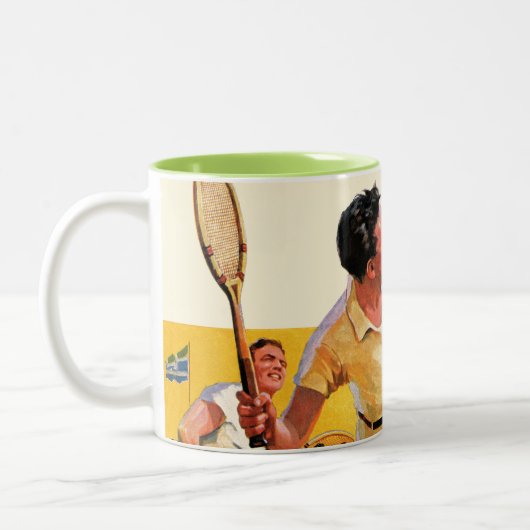Doppelt-Tennis-Match Zweifarbige Tasse (Links)