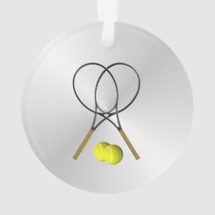 Doppelt-Tennis-Sport-Thema-Silber Ornament