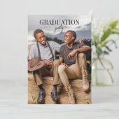 Doppelte Absolventen Foto gemeinsame Party Einladu Einladung (Stehend Vorderseite)