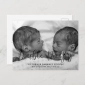 Doppelte Ankündigung des fröhlichen Zwillingsgebur Postkarte (Vorne/Hinten)