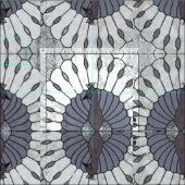 Doppelte Ansicht des Pfaus Stoff (Kachel)