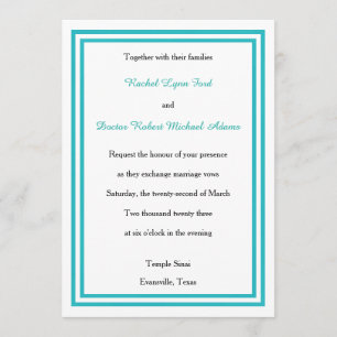 Doppelte Aquamarine Trim - 12x18Wedding Einladung