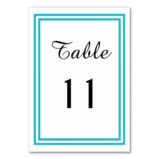 Doppelte Aquamarine Trimm - Tischkarte Tischnummer (Vorderseite)