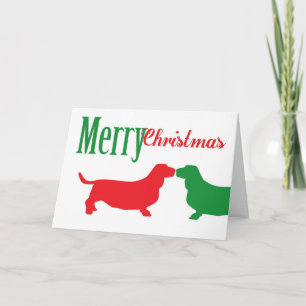 Doppelte Basset-Jagdhund-Weihnachtskarte Feiertagskarte